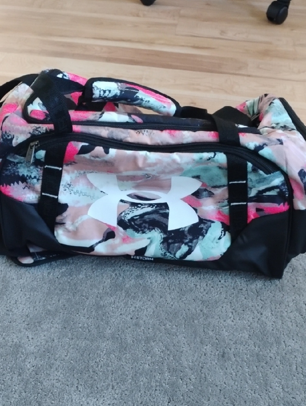 Under Armour Multicolor Marble-Print Storm Duffle with White Logo